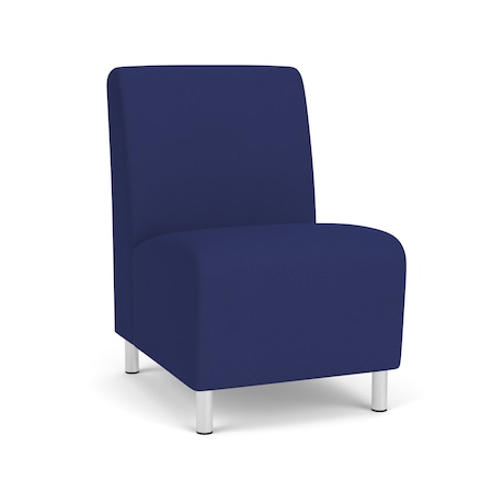 Siena Lounge Reception Armless Guest Chair, Brushed Steel, OH Cobalt Upholstery